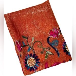 Women, scarf, fashion, hundred percent cotton embroidery floral